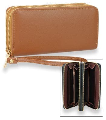 Dual Accordion Wristlet Wallet - Tan